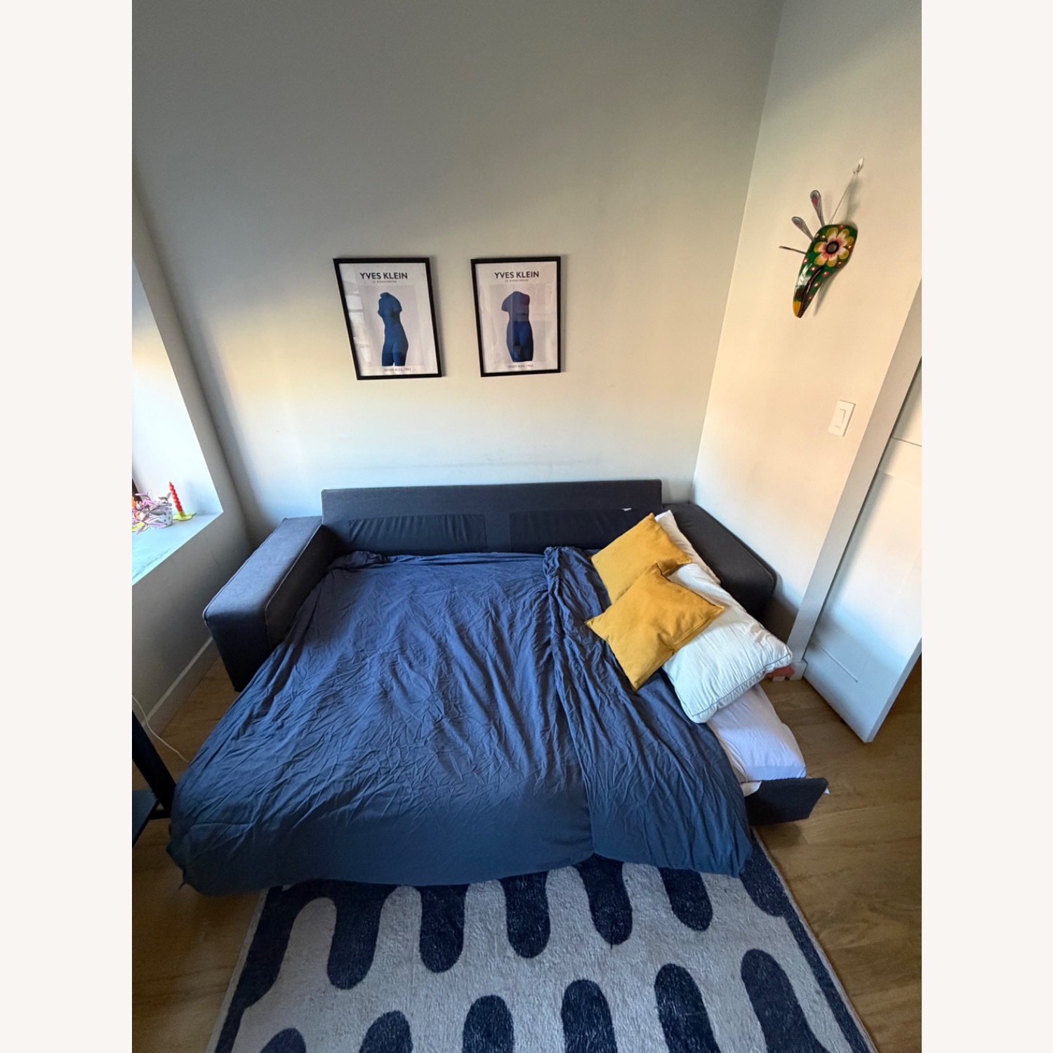 IKEA Blue Fabric Sleeper Sofa - image-5