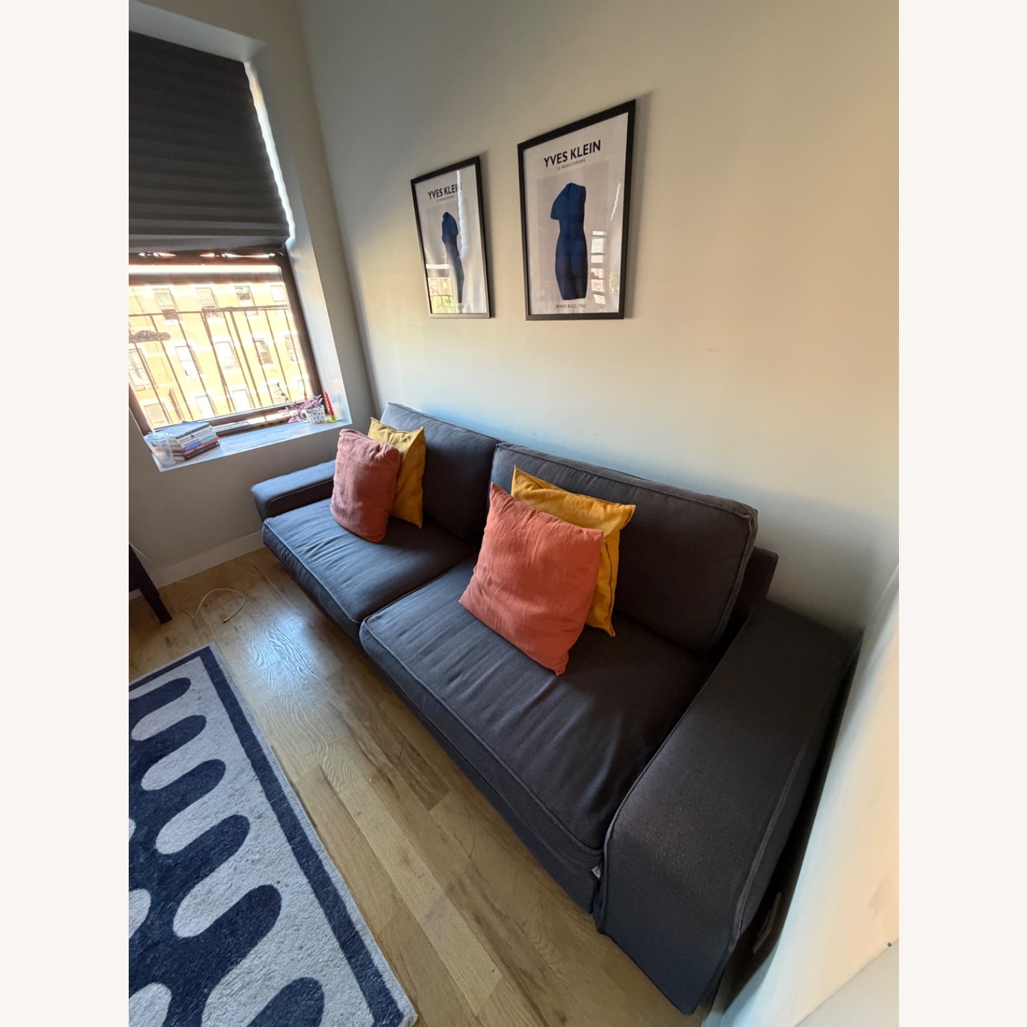 IKEA Blue Fabric Sleeper Sofa - image-1