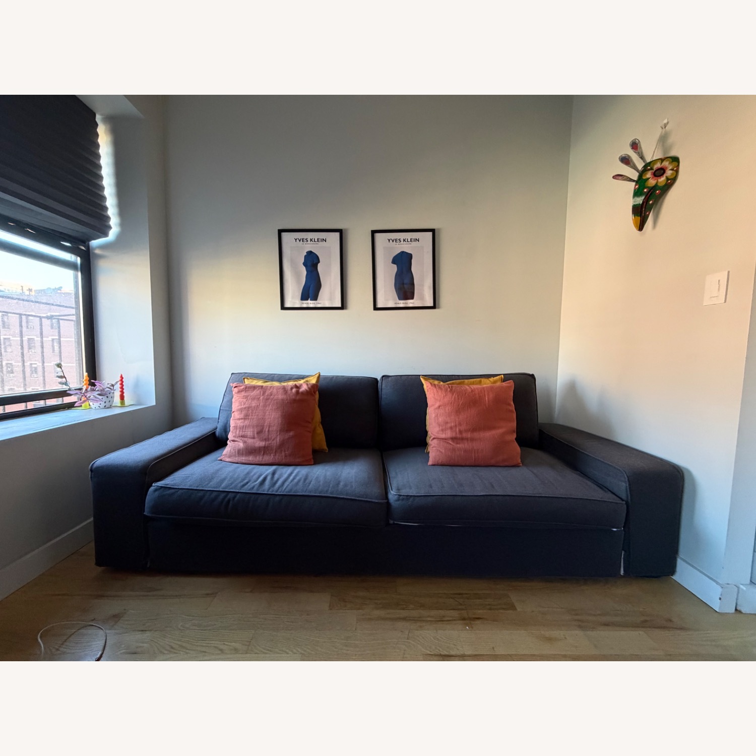 IKEA Blue Fabric Sleeper Sofa - image-2