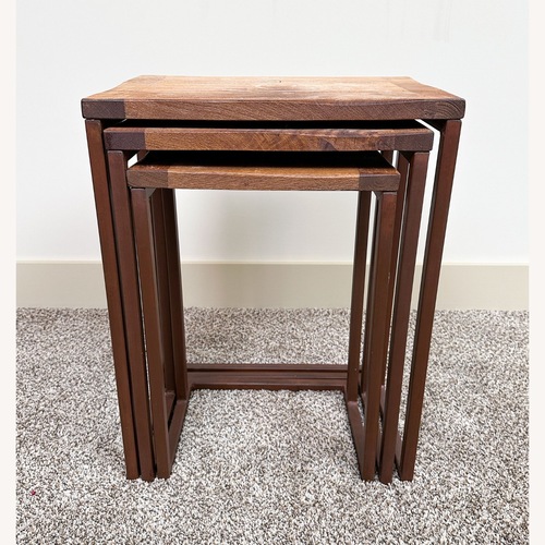 Used Pottery Barn Granger Dark Brown Wood Side Tables for sale on AptDeco