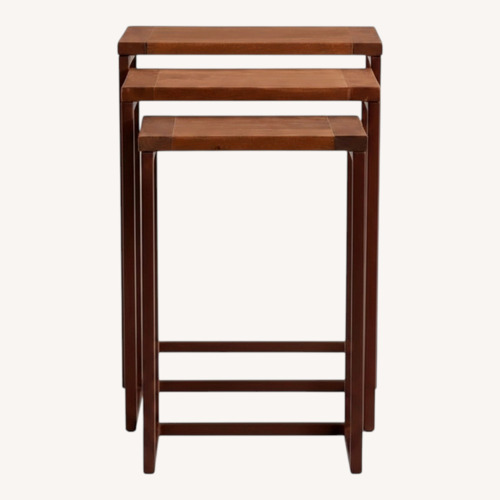 Used Pottery Barn Granger Dark Brown Wood Side Tables for sale on AptDeco