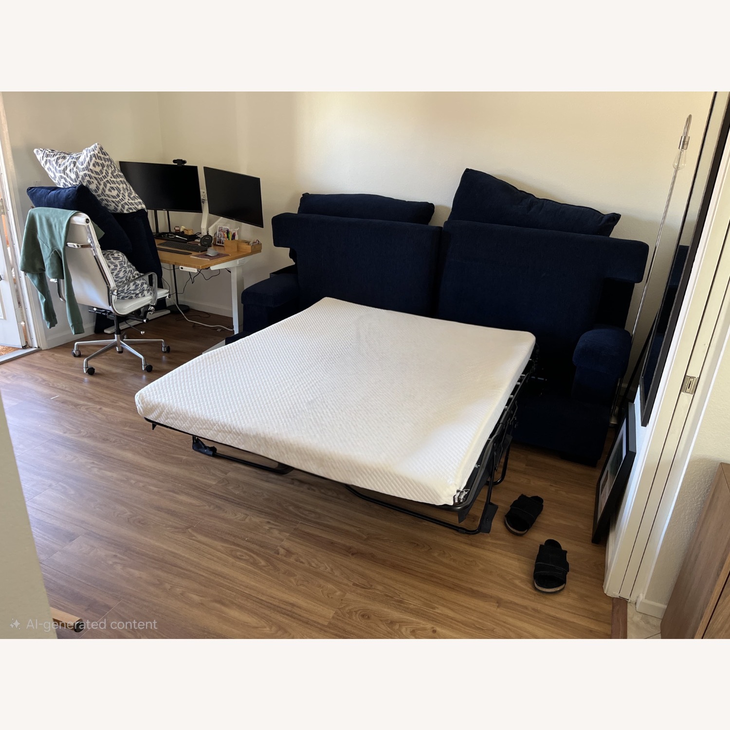 Turner Queen Sleeper Blue Fabric Sleeper Sofa - image-4