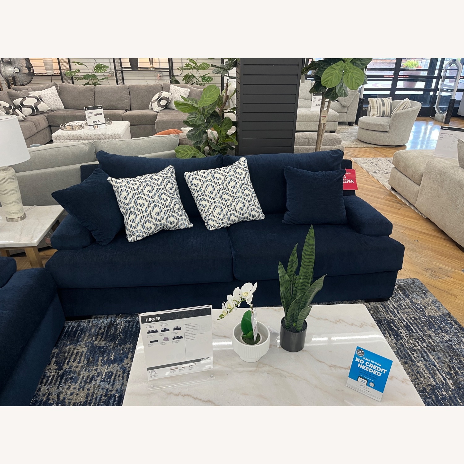 Turner Queen Sleeper Blue Fabric Sleeper Sofa - image-2