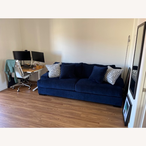 Used Turner Queen Sleeper Blue Fabric Sleeper Sofa for sale on AptDeco