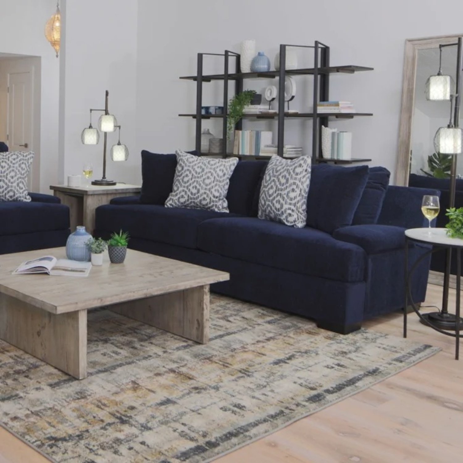 Turner Queen Sleeper Blue Fabric Sleeper Sofa - image-5