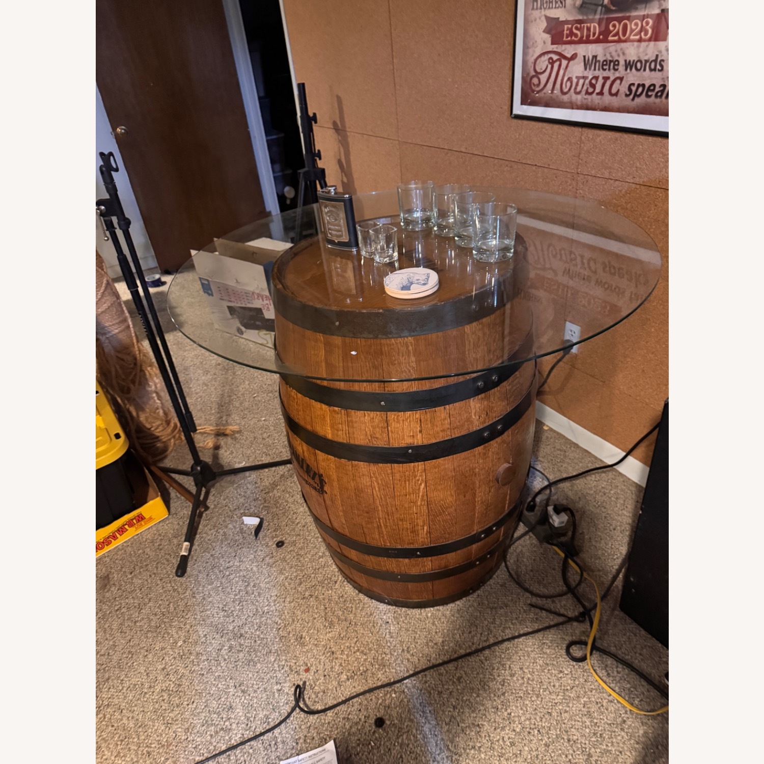 Jack Daniel's Whiskey Barrel Glass Top Table - image-2