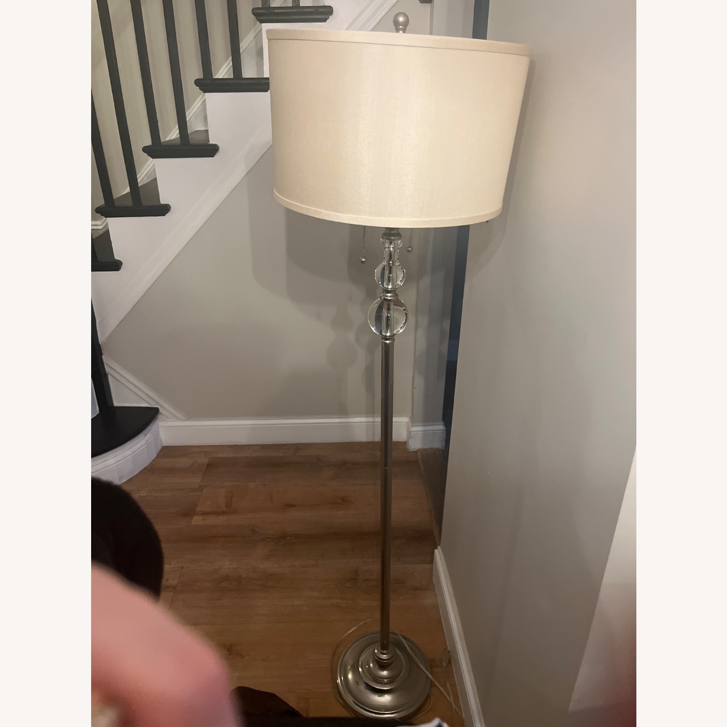 Silver Floor Lamp with White Shade - image-3