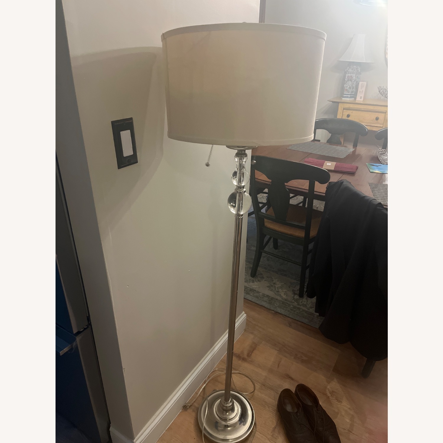 Silver Floor Lamp with White Shade - image-2