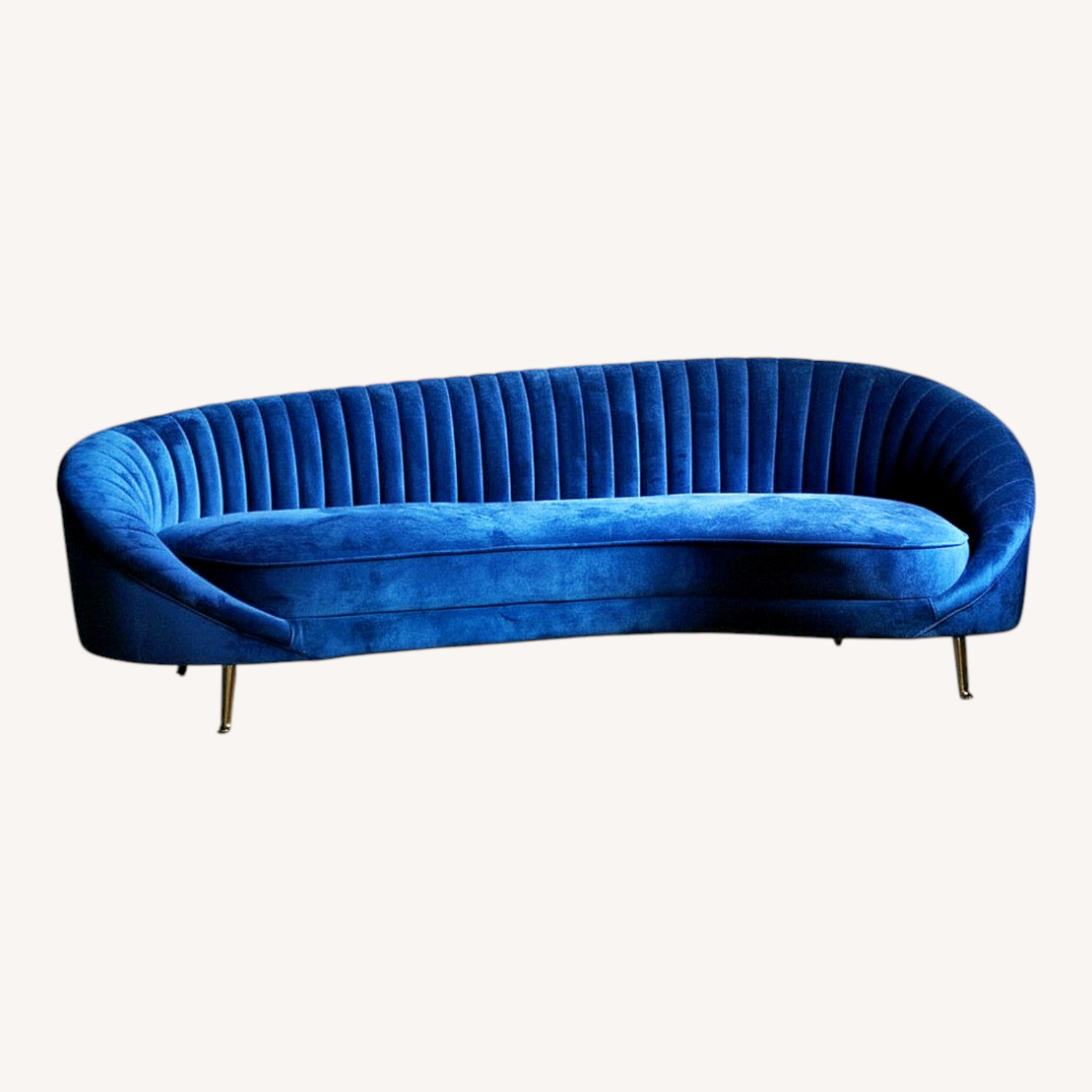 Curved Modern Sofa Dark Blue Velvet  - image-4