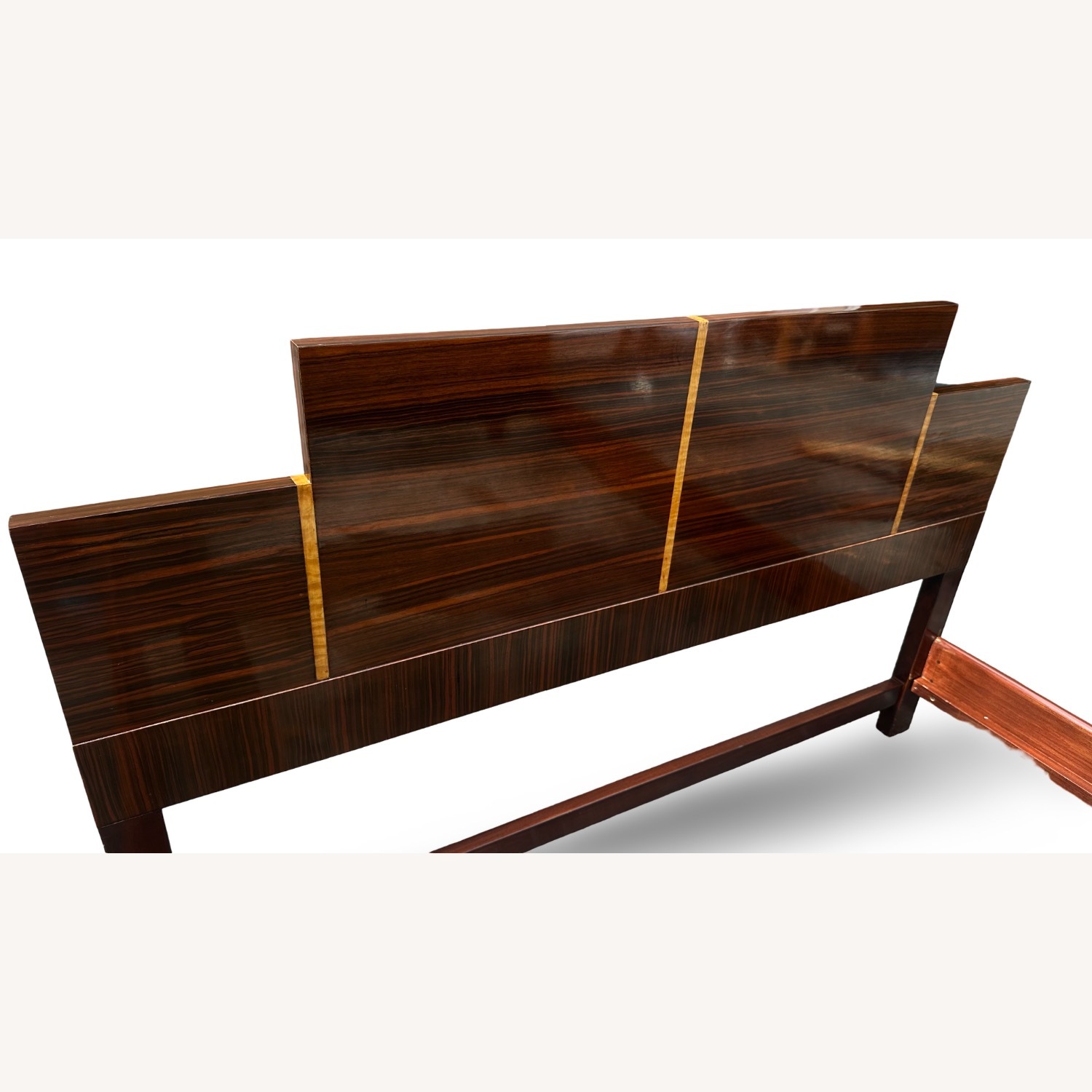 1930s Italian Art Deco Queen Bed Maple & Macassar - image-8