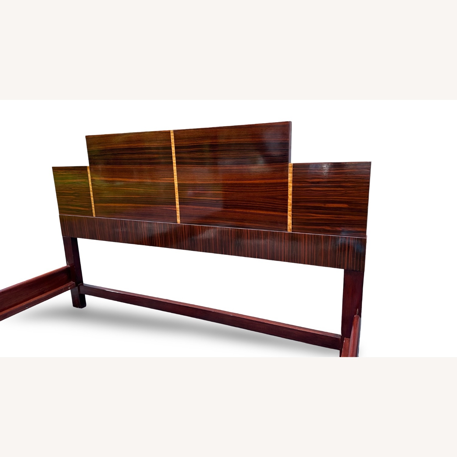 1930s Italian Art Deco Queen Bed Maple & Macassar - image-5