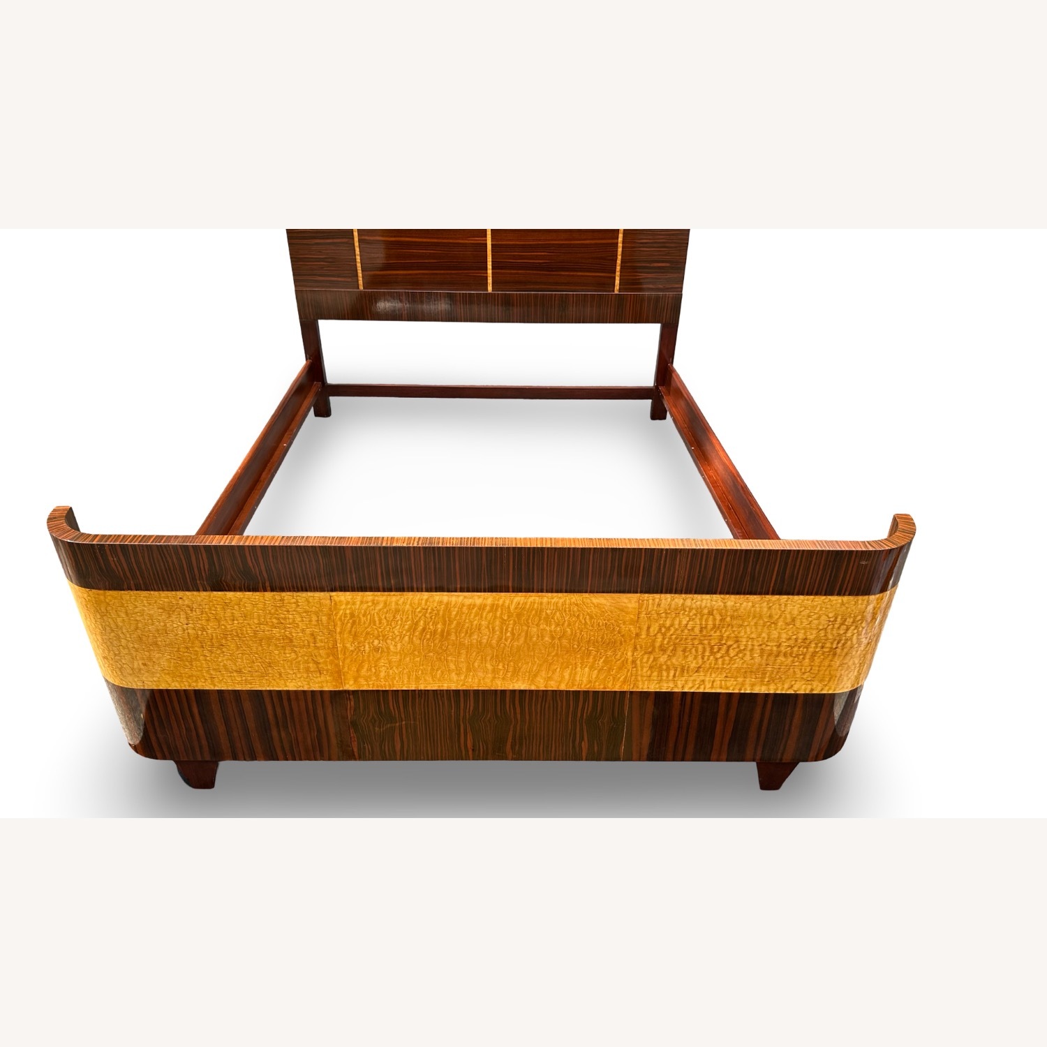 1930s Italian Art Deco Queen Bed Maple & Macassar - image-7