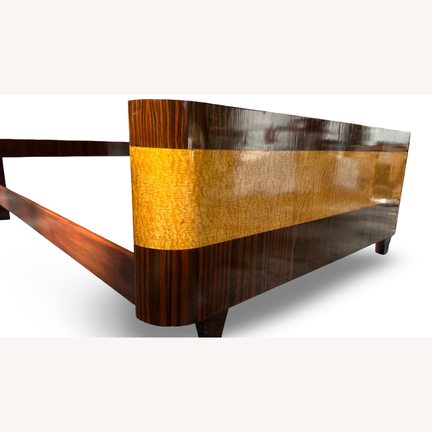 1930s Italian Art Deco Queen Bed Maple & Macassar - image-3