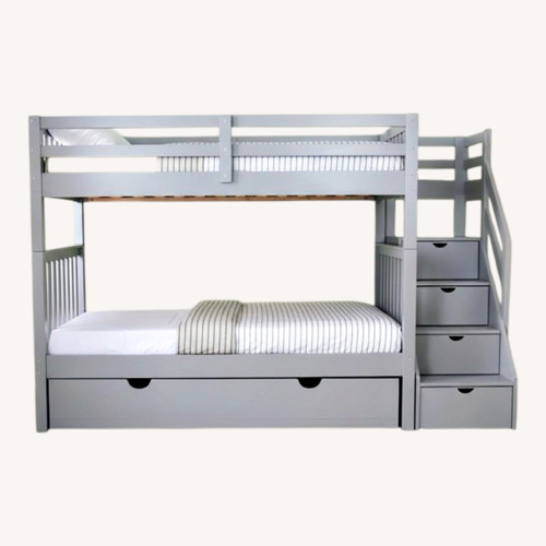 Used Bob's Discount Furniture Keystone Light Gray Wood Keystone Bunk Bed for sale on AptDeco