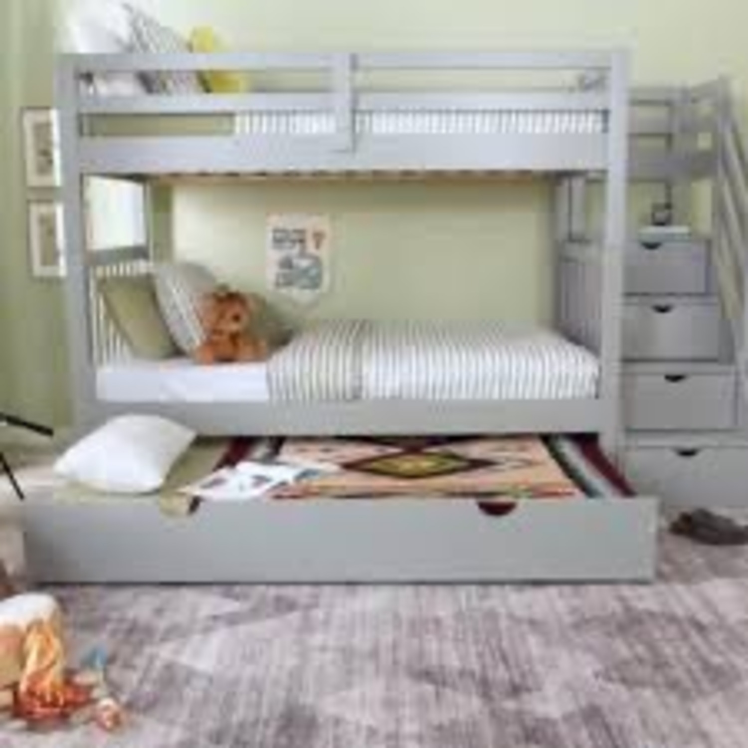 Bob's Discount Furniture Keystone Light Gray Wood Keystone Bunk Bed - image-3