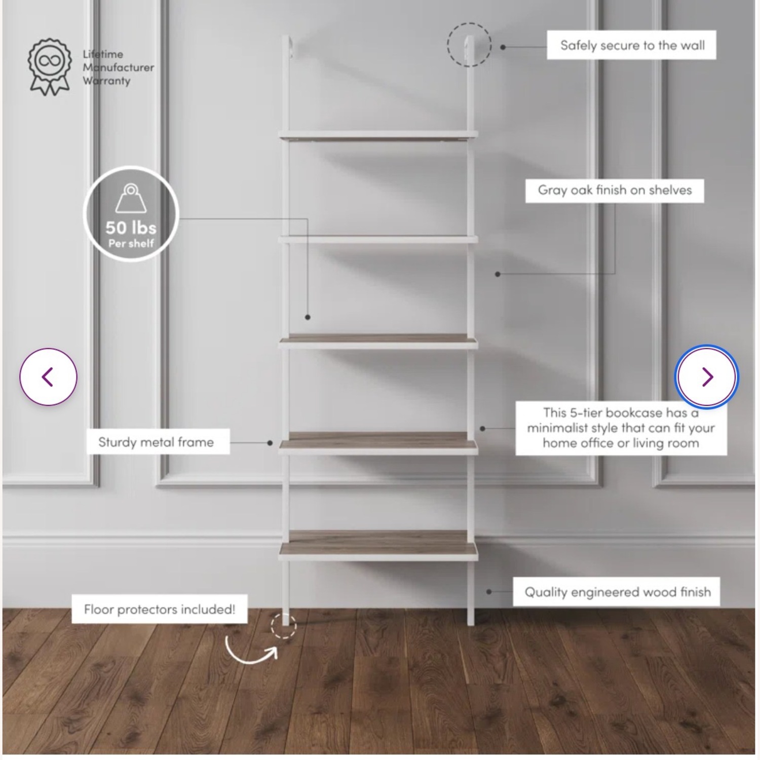 Andrea White Stairway Bookshelf - image-4