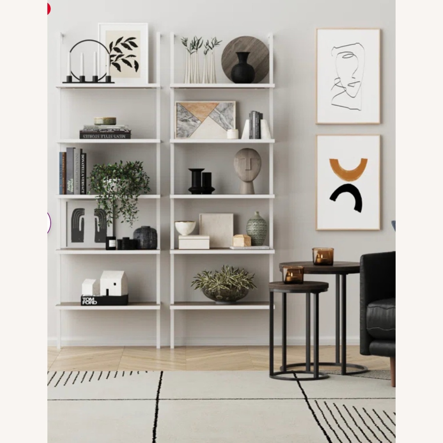 Andrea White Stairway Bookshelf - image-1