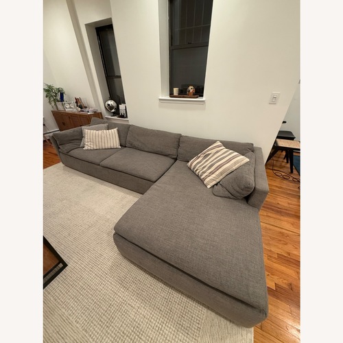 Used Pottery Barn Bolinas Light Gray Fabric 2 Piece Sectional for sale on AptDeco