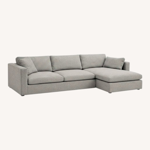 Used Pottery Barn Bolinas Light Gray Fabric 2 Piece Sectional for sale on AptDeco