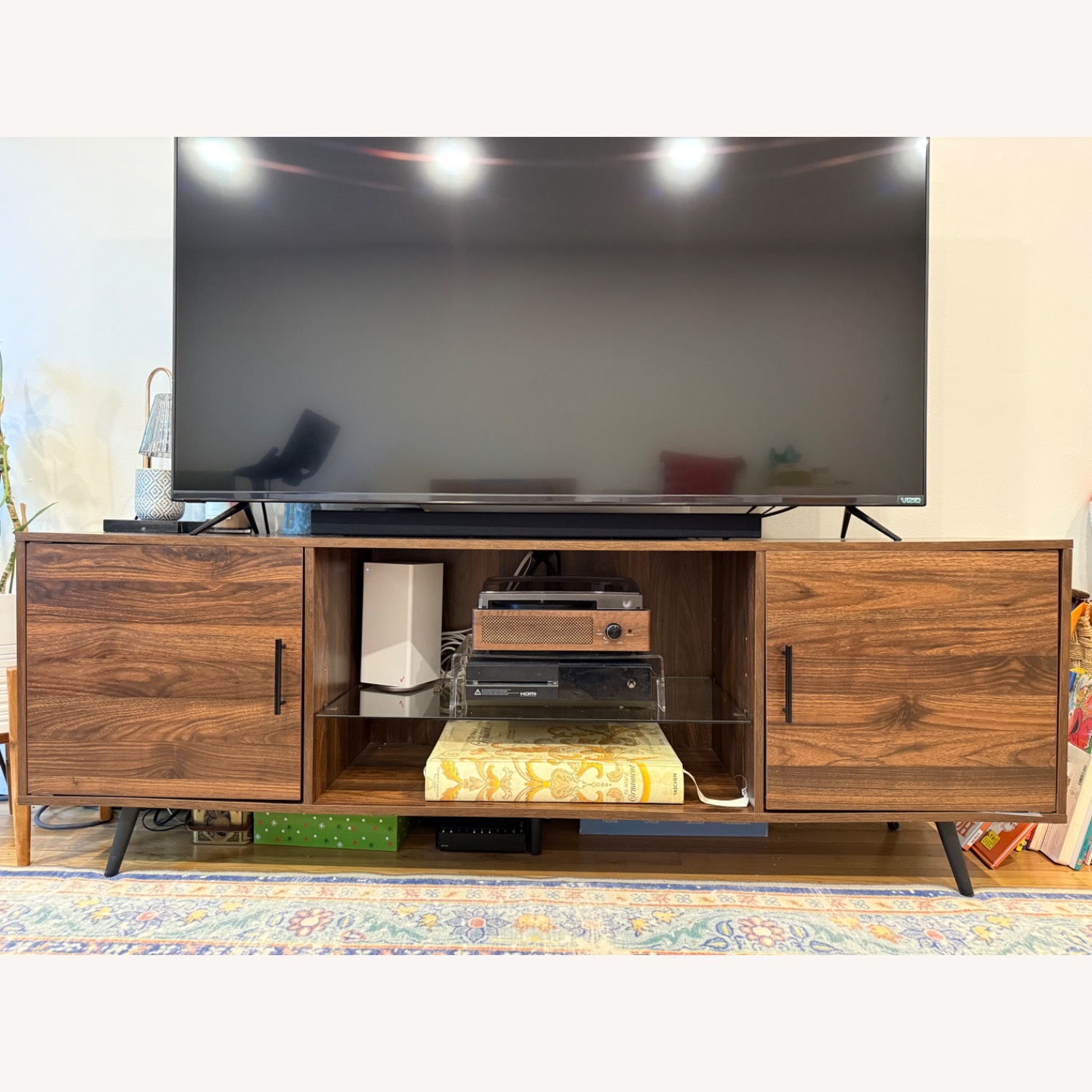 Dark Brown Wood Media Storage - image-1