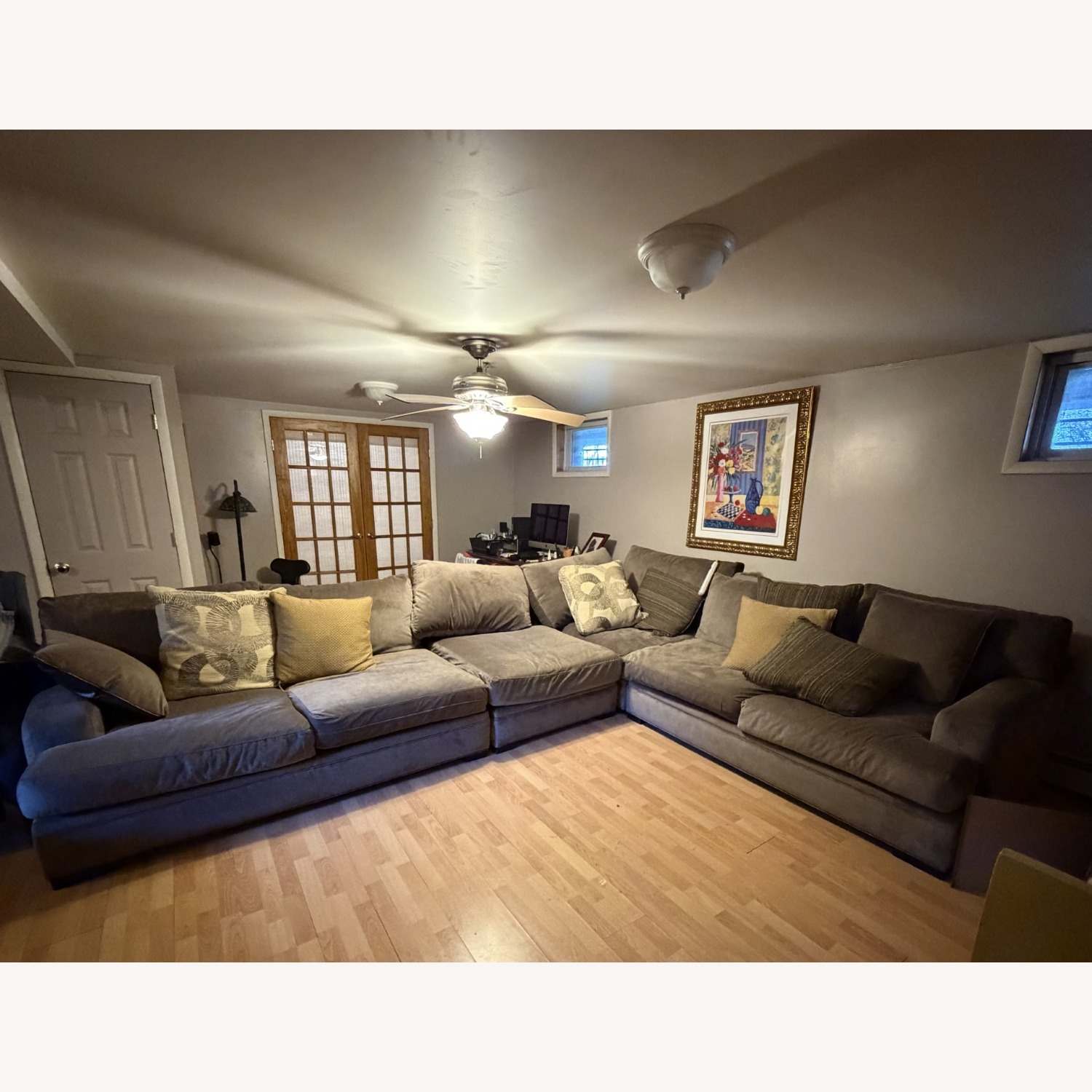 Light Brown Microsuede 3 Piece Sectional - image-1