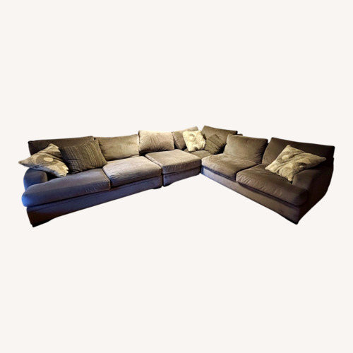 Used Light Brown Microsuede 3 Piece Sectional for sale on AptDeco