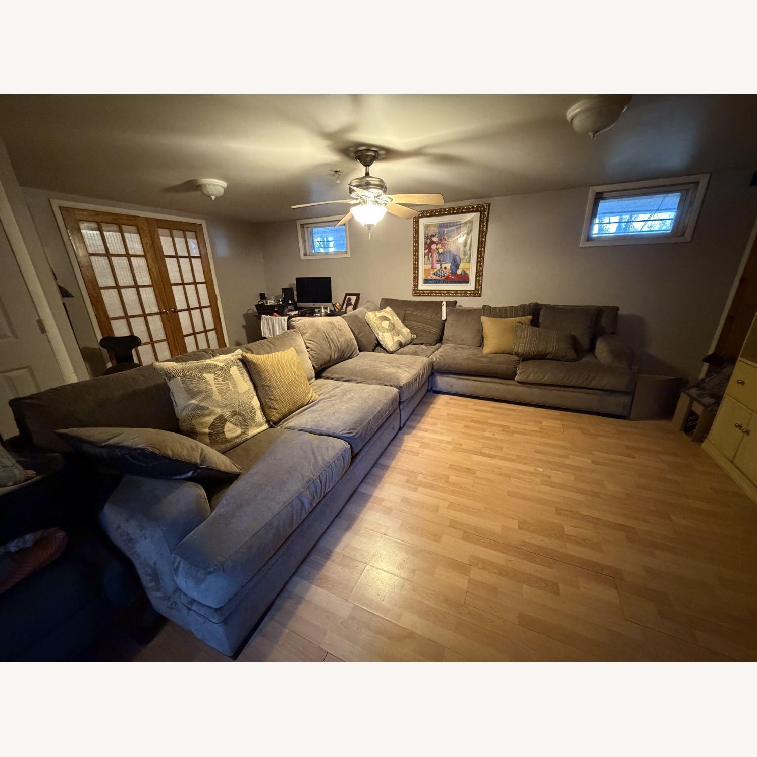 Light Brown Microsuede 3 Piece Sectional - image-3