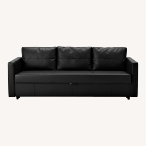 Used IKEA FRIHETEN Black Leather Sleeper Sofa for sale on AptDeco