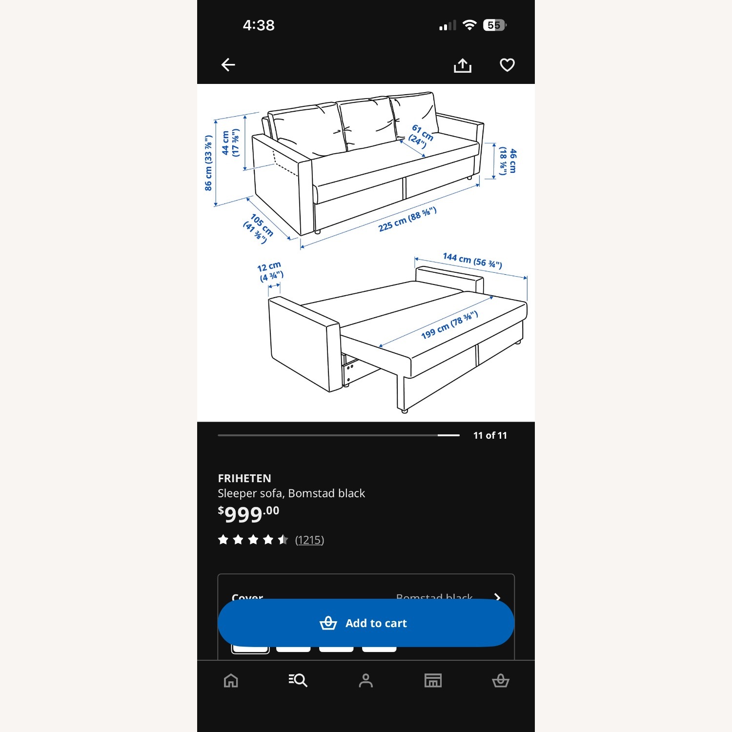 IKEA FRIHETEN Black Leather Sleeper Sofa - image-6