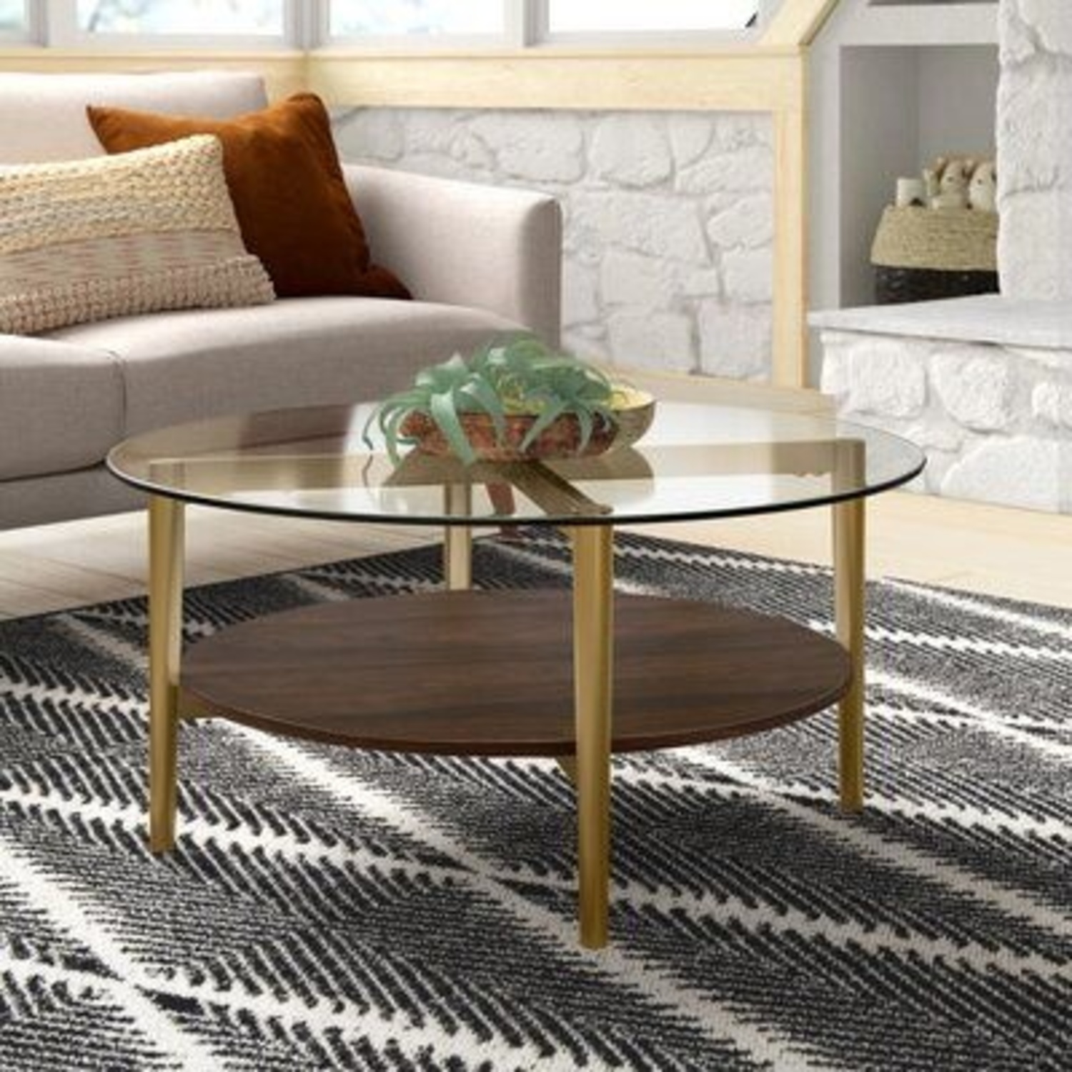 AllModern Dark Brown Glass Coffee Table - image-5