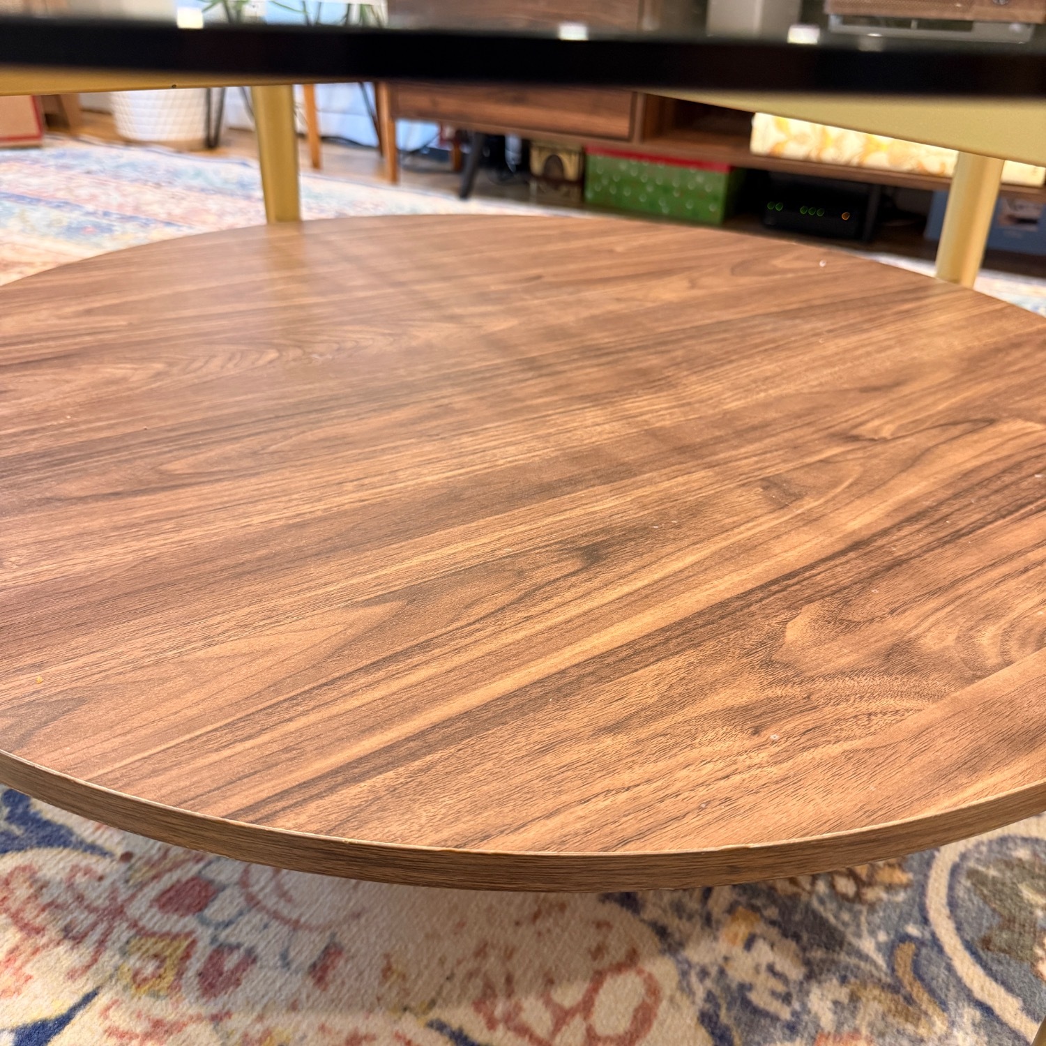 AllModern Dark Brown Glass Coffee Table - image-3