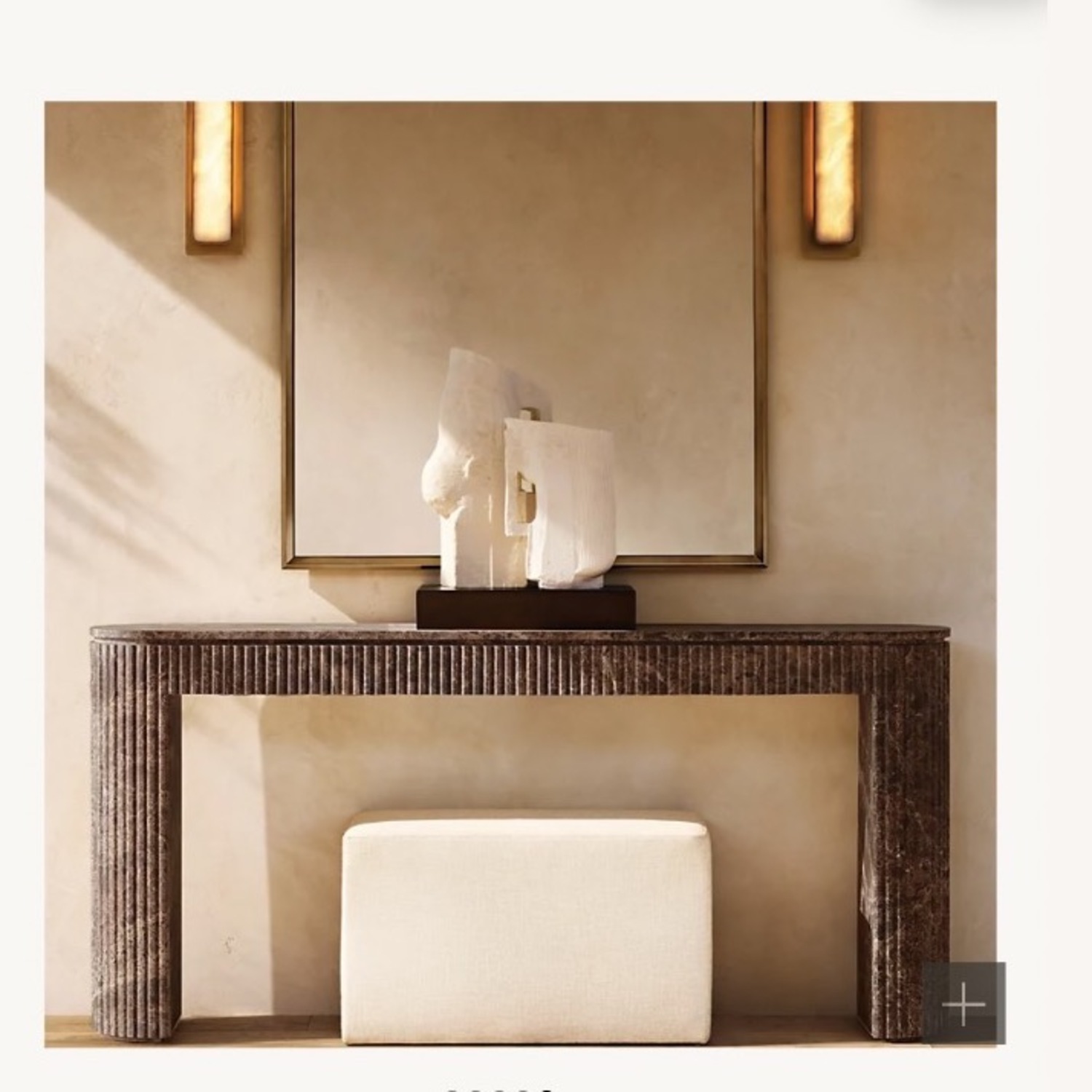 Restoration Hardware Byron Reeded Stone Console Table - image-1