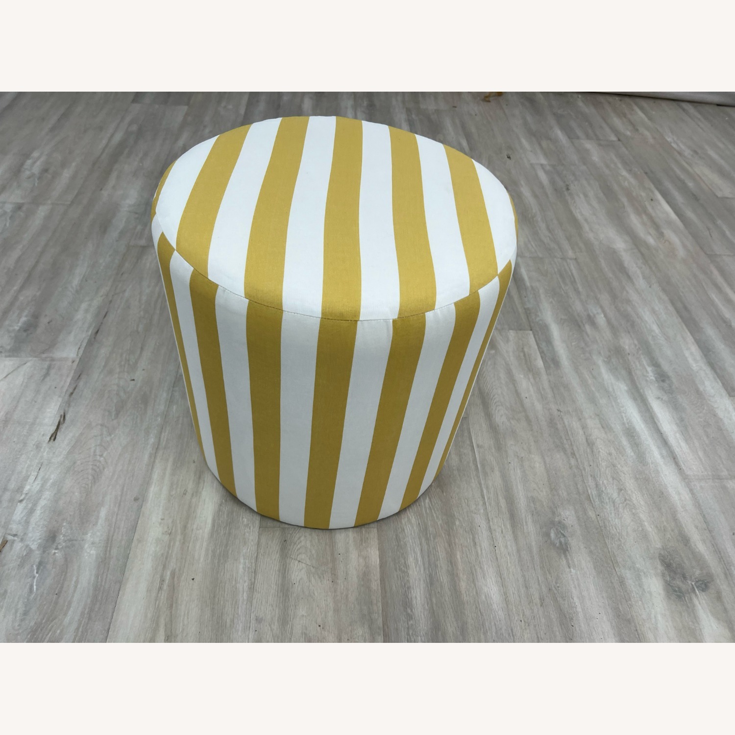 The Inside Drum Ottoman - Citrine Cabana Stripe - image-1