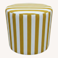 The Inside Drum Ottoman - Citrine Cabana Stripe