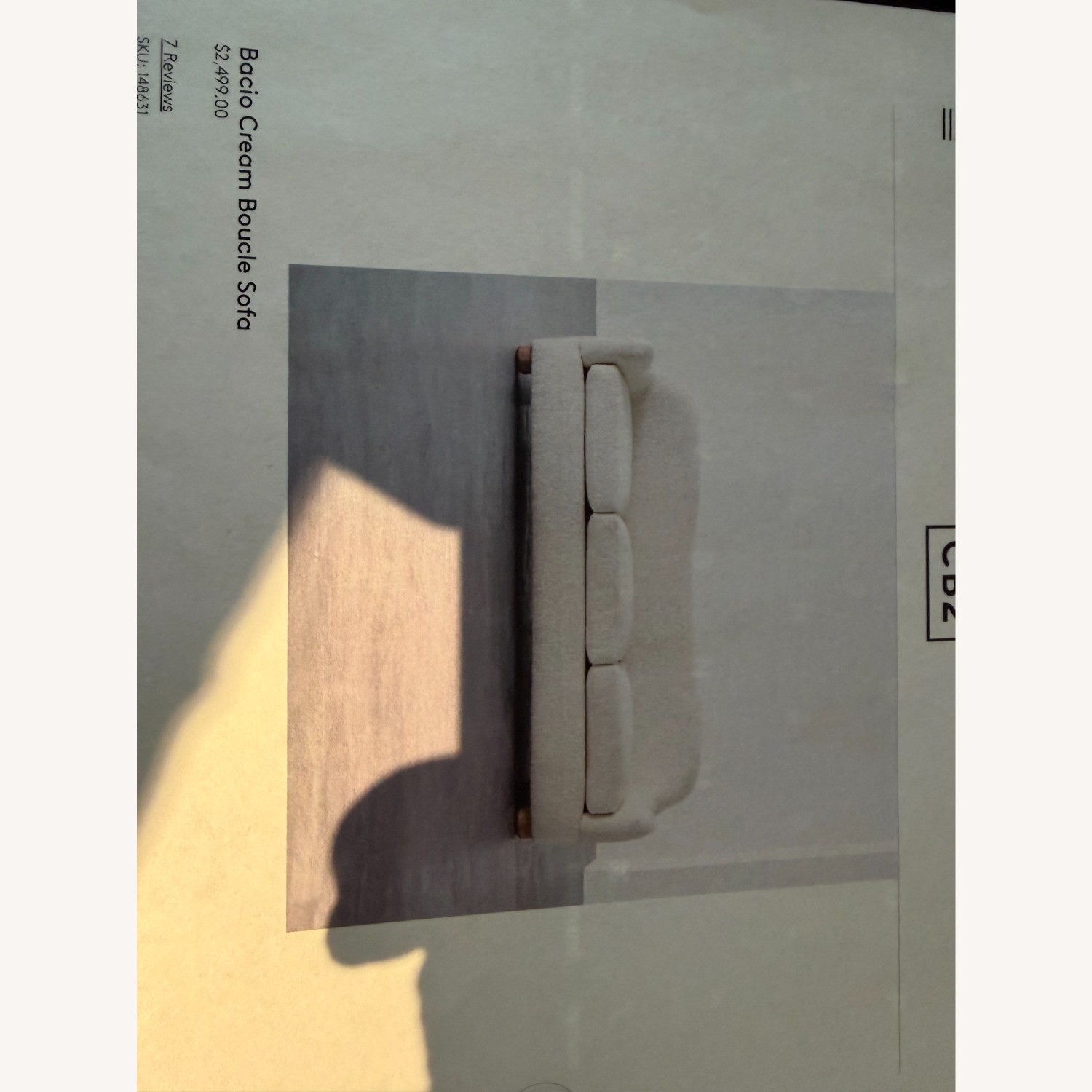 CB2 Bacio Cream Boucle 3+ Seater Sofa - image-2