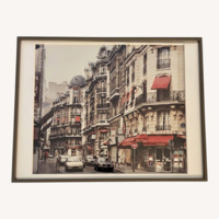 Paris Street Scene with Light Gray Wood Frame