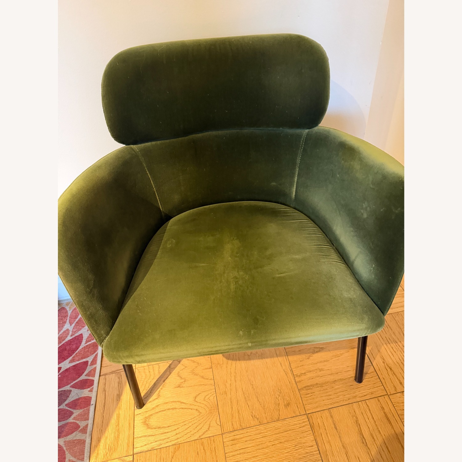 CB2 Azalea Green Velvet Dining Armchairs - image-1