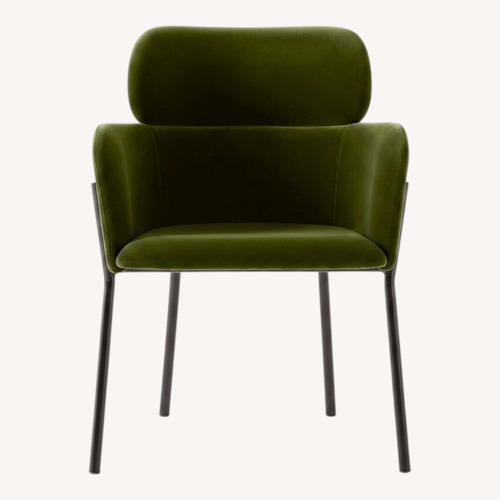 Used CB2 Azalea Green Velvet Dining Armchairs for sale on AptDeco