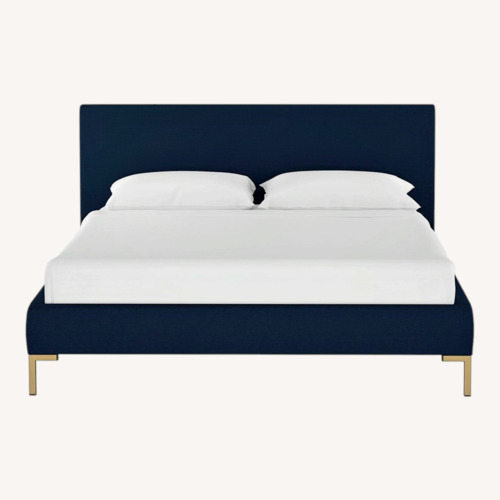 Used Skyline Furniture Navy Malin Upholstered Platform Bed for sale on AptDeco