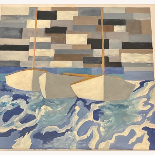 Used Vintage/Antique Finds Wall Art Three Boats  for sale on AptDeco