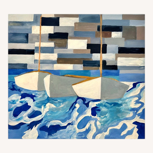 Used Vintage/Antique Finds Wall Art Three Boats  for sale on AptDeco