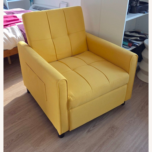 Used Wayfair 3-in-1 Convertible Yellow Linen Sofa for sale on AptDeco