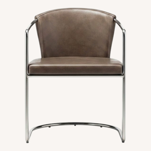 Used CB2 Cleo Dark Brown Leather Dining Chairs for sale on AptDeco