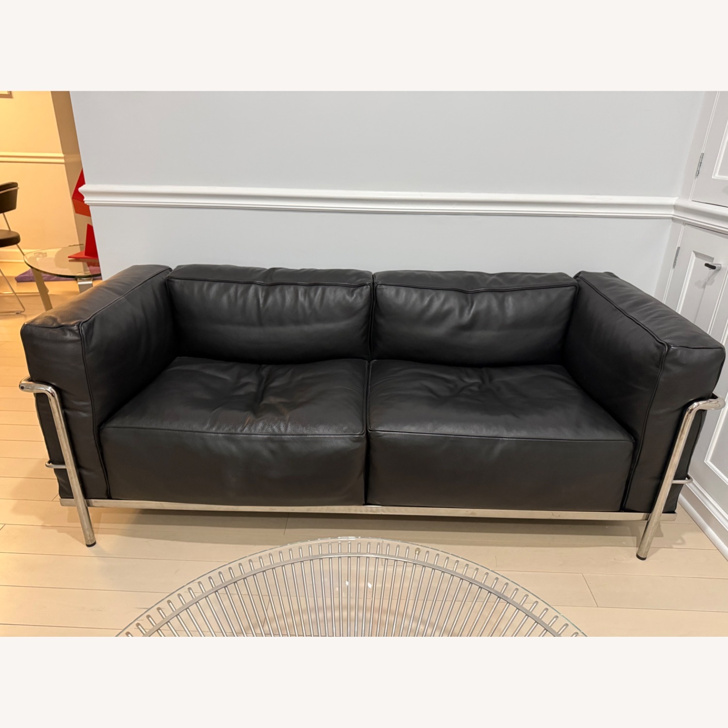 Cassina LC3 Grand Modele Black Leather 2 Seater Sofa - image-1