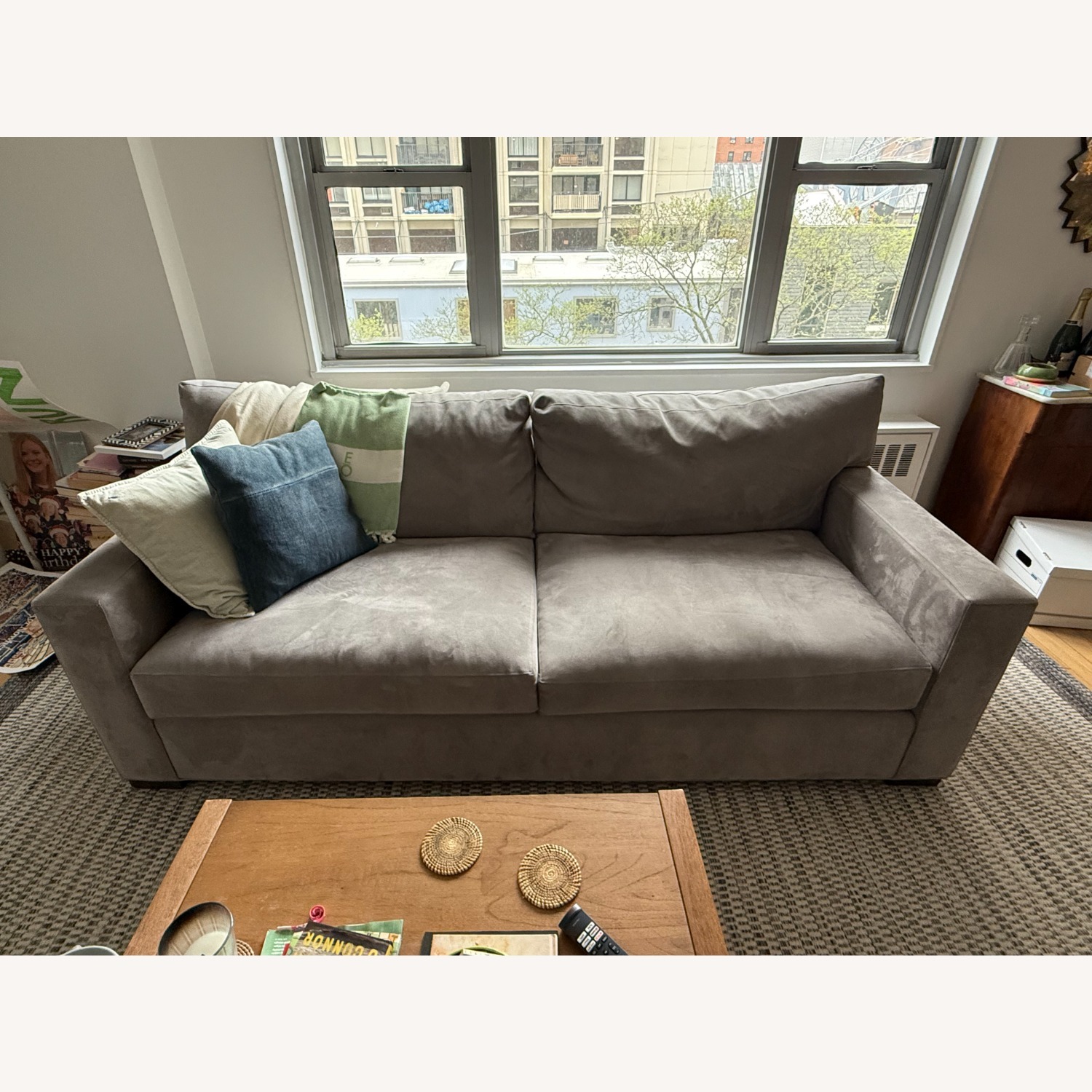 Crate & Barrel Light Gray Axis II Fabric 2 Seater Sofa - image-1