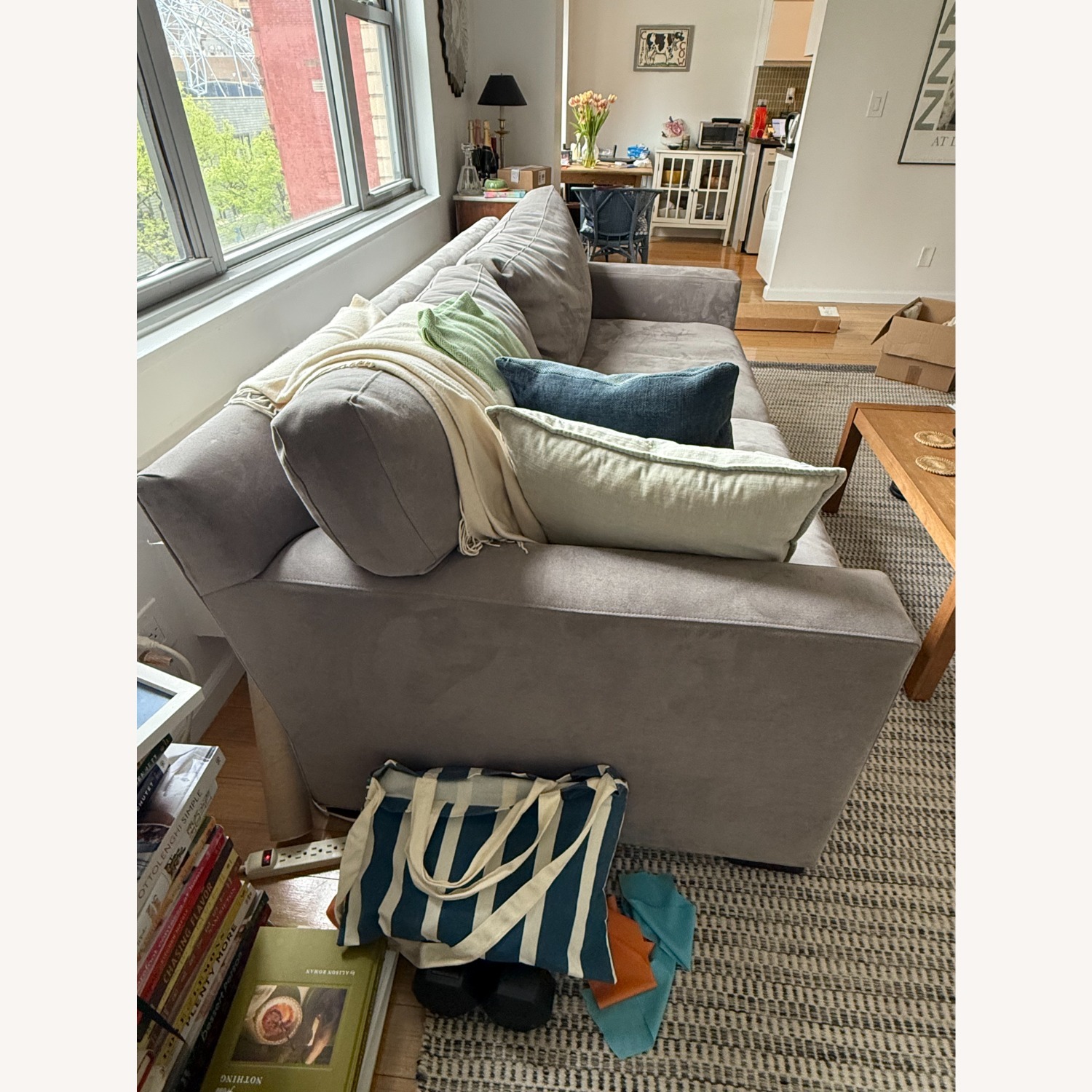 Crate & Barrel Light Gray Axis II Fabric 2 Seater Sofa - image-2