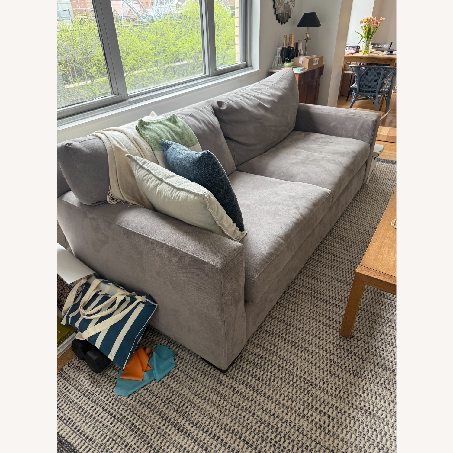 Crate & Barrel Light Gray Axis II Fabric 2 Seater Sofa - image-3