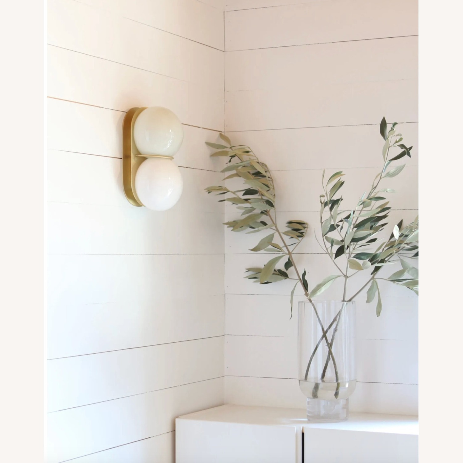 Dual Glass Wall Sconce (White/Beige)  - image-3