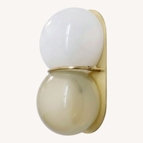 Used Dual Glass Wall Sconce (White/Beige)  for sale on AptDeco