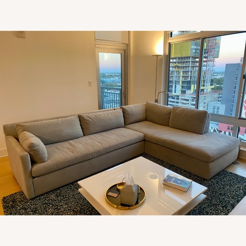 Used West Elm Light Gray Velvet 2 Piece Sectional for sale on AptDeco